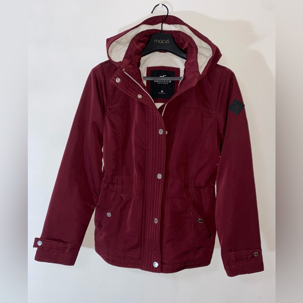 Hollister Cozy Faux Fur Lined Burgundy Mid-weight Jacket